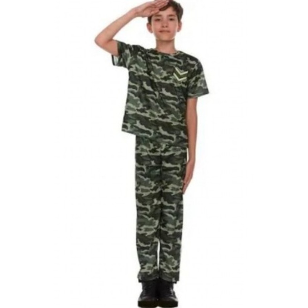 NEW Camo Soldier Costume‎ Child M 6-8 Camouflage Outfit Army Military Halloween